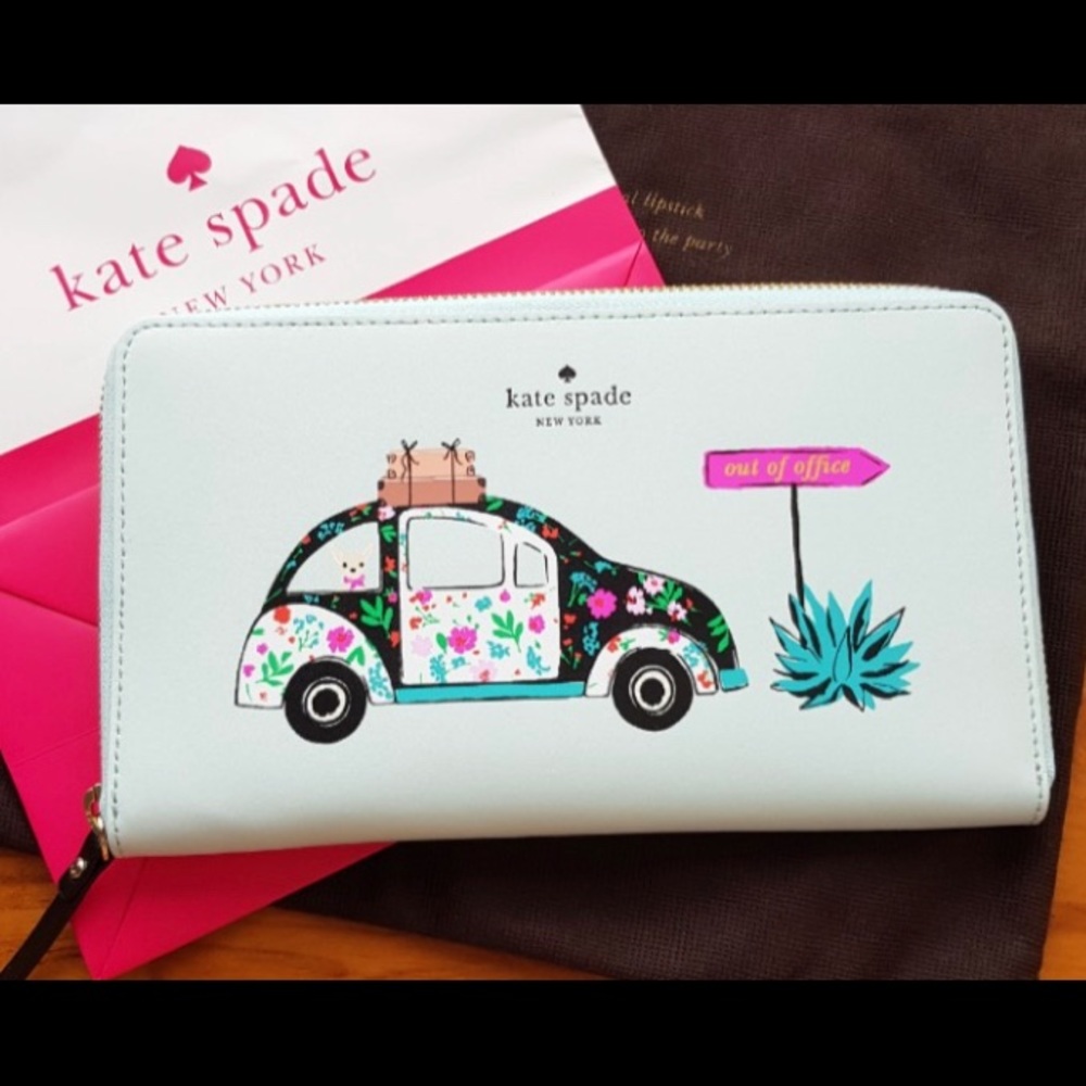 Authentic Kate Spade leather "Car" LG Zip wallet - Picture 2 of 15